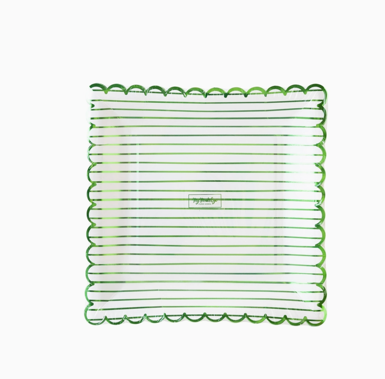 My Mind's Eye Green Striped Paper Plate
