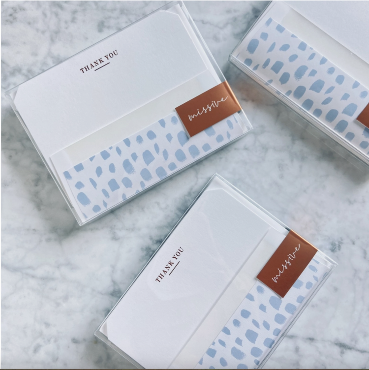 Missive Thank You Letterpress Note Set,  Blue Spotted