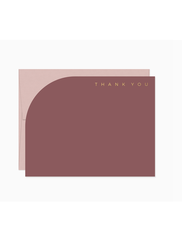 Missive Curve Thank You NoteSet, Rosewood