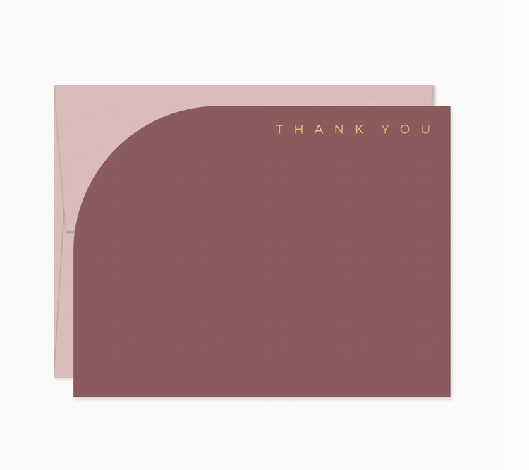 Missive Curve Thank You NoteSet, Rosewood