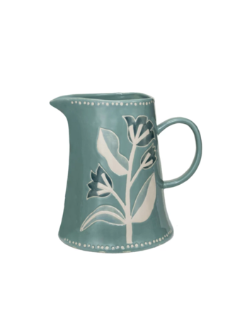 Creative Co-Op 2 Quart Hand-Painted Stoneware Pitcher
