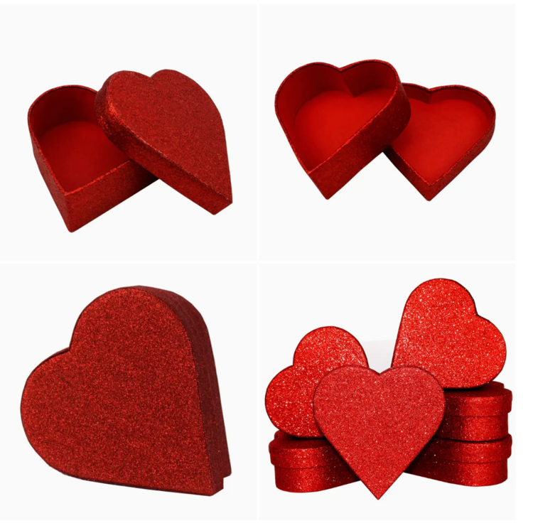 Vivid Wrap Ltd Red Glitter Heart Gift Box
