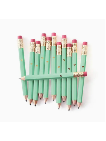 Inklings Paperie Mini Mint Gold Heart Pencils