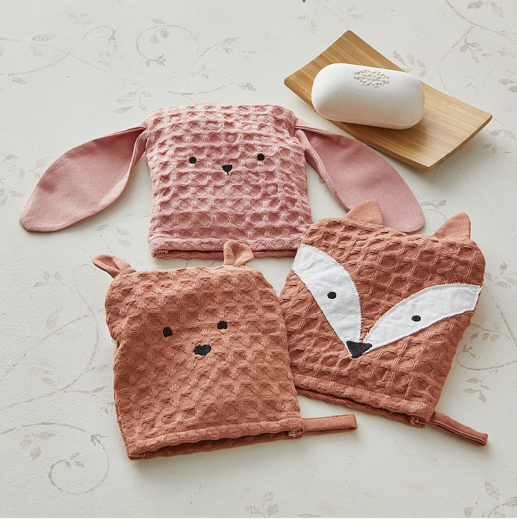 tag Bunny Waffle Weave Bath Mitt - Blush