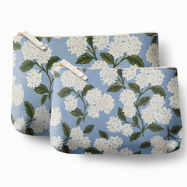 Rifle Paper Co. Hydrangea Zippered Pouch Set