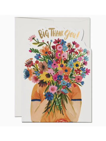 Red Cap Cards Face Full of Flowers