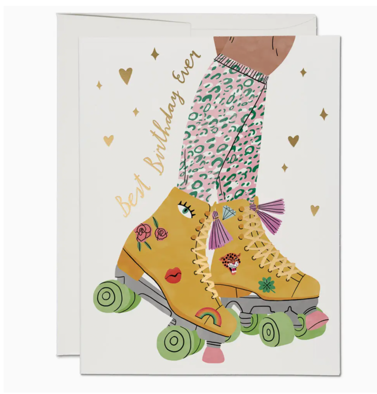 Red Cap Cards Roller Skate