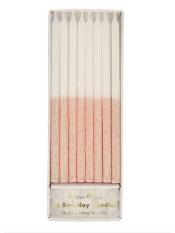 Meri Meri Pale Pink Glitter Dipped  Candles