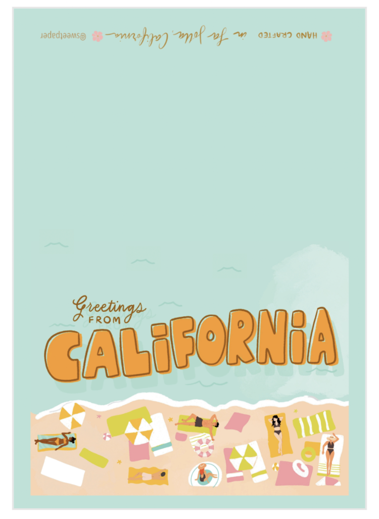 Sweet Paper Custom Greeting From California Card