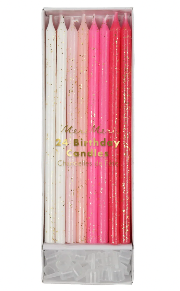 Meri Meri Pink Glitter Candles