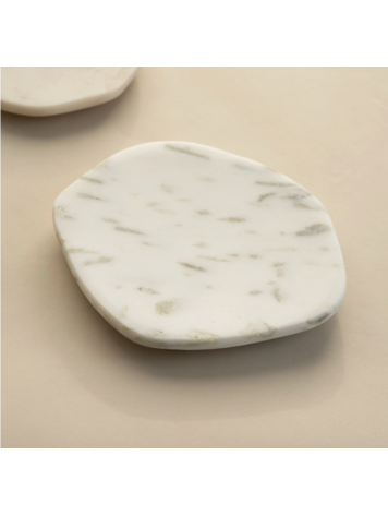 India Handicrafts Inc White Marble Free Form Plate