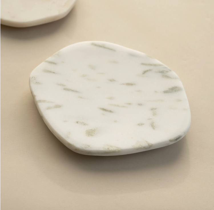 India Handicrafts Inc White Marble Free Form Plate