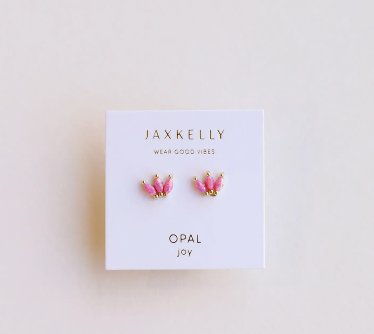 JaxKelly Opal Crown Stud, Pink