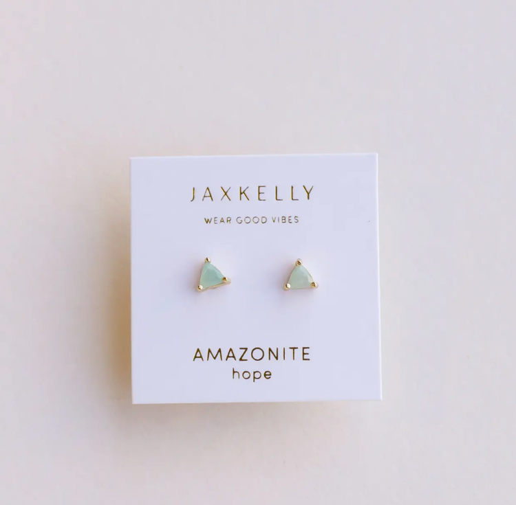 JaxKelly Mini Energy Gem Earrings, Amazonite