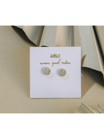 JaxKelly Pave Stud - Peace Sign
