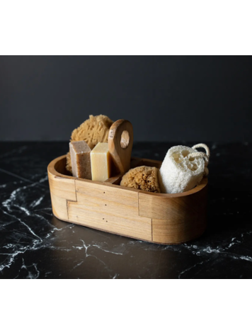 Foreside Home & Garden Yuma Slotted Oval Caddy Natural Wood