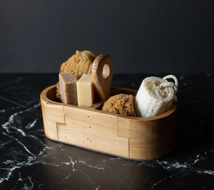 Foreside Home & Garden Yuma Slotted Oval Caddy Natural Wood