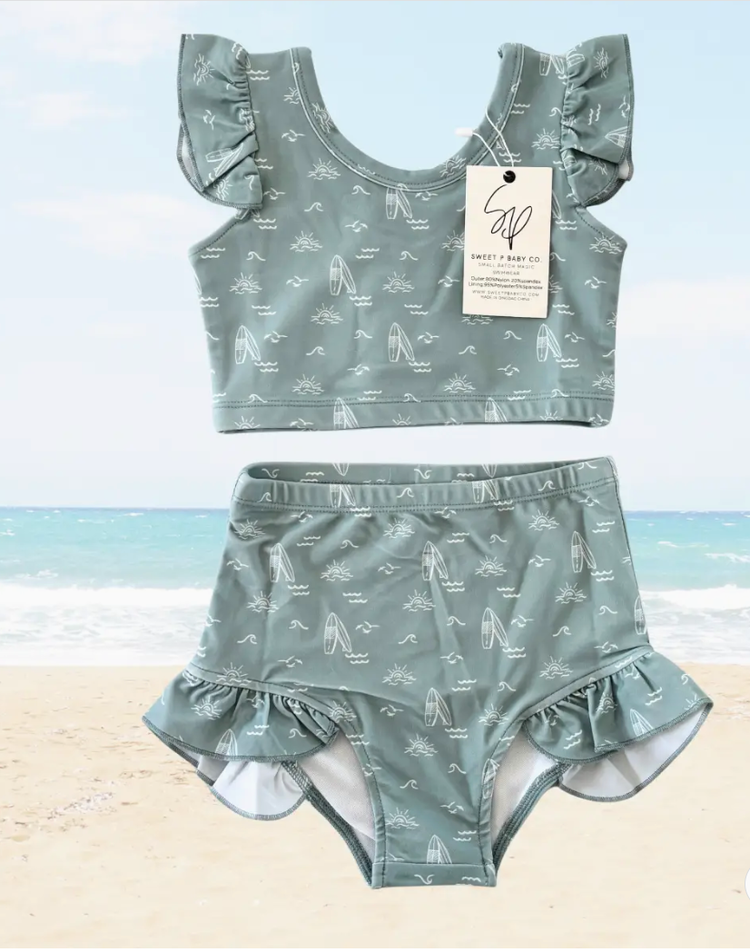 Sweet P Baby Co. Sage Surfer Flutter Bikini