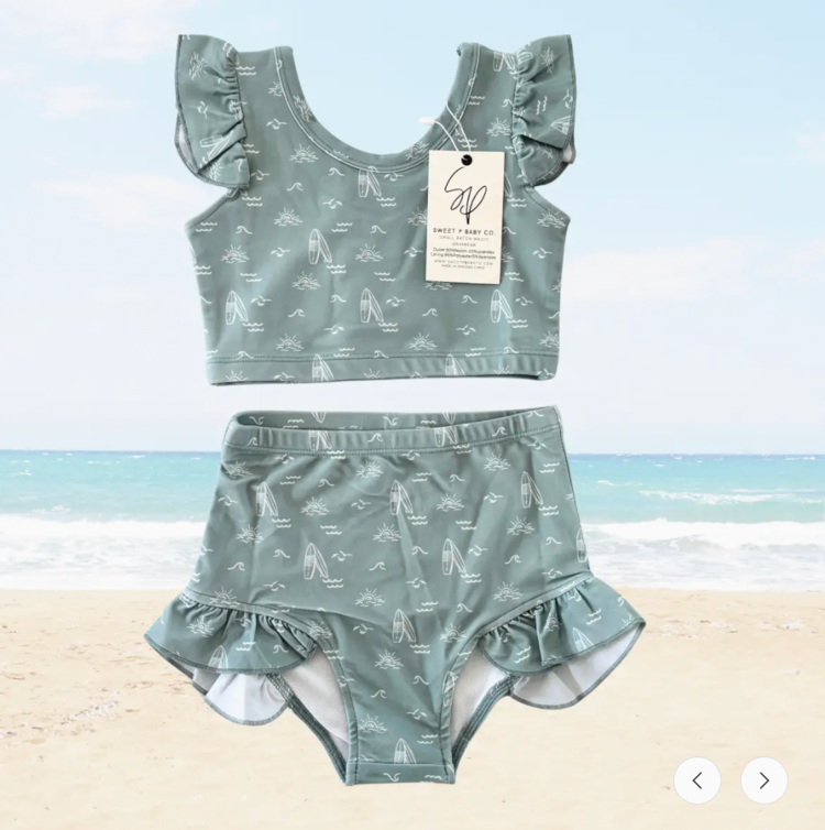 Sweet P Baby Co. Sage Surfer Flutter Bikini