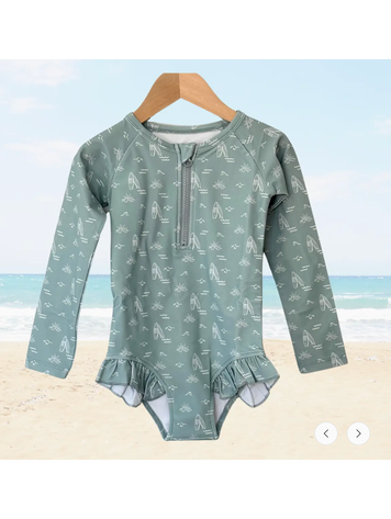 Sweet P Baby Co. Sage Surfer Long Sleeve Swimsuit