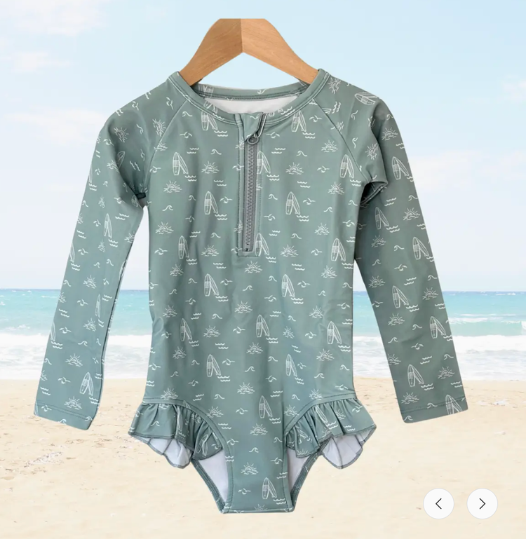Sweet P Baby Co. Sage Surfer Long Sleeve Swimsuit
