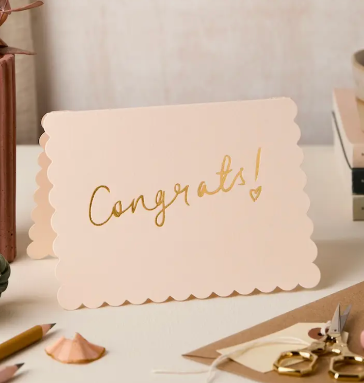Katie Leamon Scallop Congratulations Card Blush