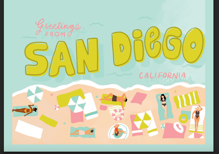Sweet Paper Custom From San Diego Beach Postcard