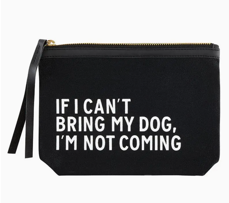 Santa Barbara Design Studio Black Canvas Pouch - Can't Bring My Dog