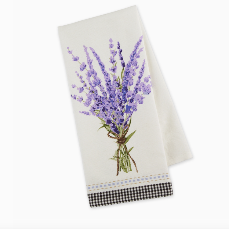 Design Imports Lavender Bouquet Embellished Dishtowel