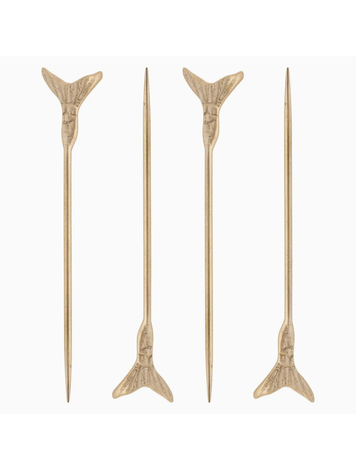 Karma Mermaid Tail Cocktail Picks S/4 Gold