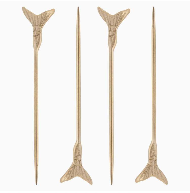 Karma Mermaid Tail Cocktail Picks S/4 Gold