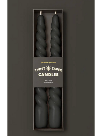 Sunshine Studios Twist Taper Candles | Black | Halloween