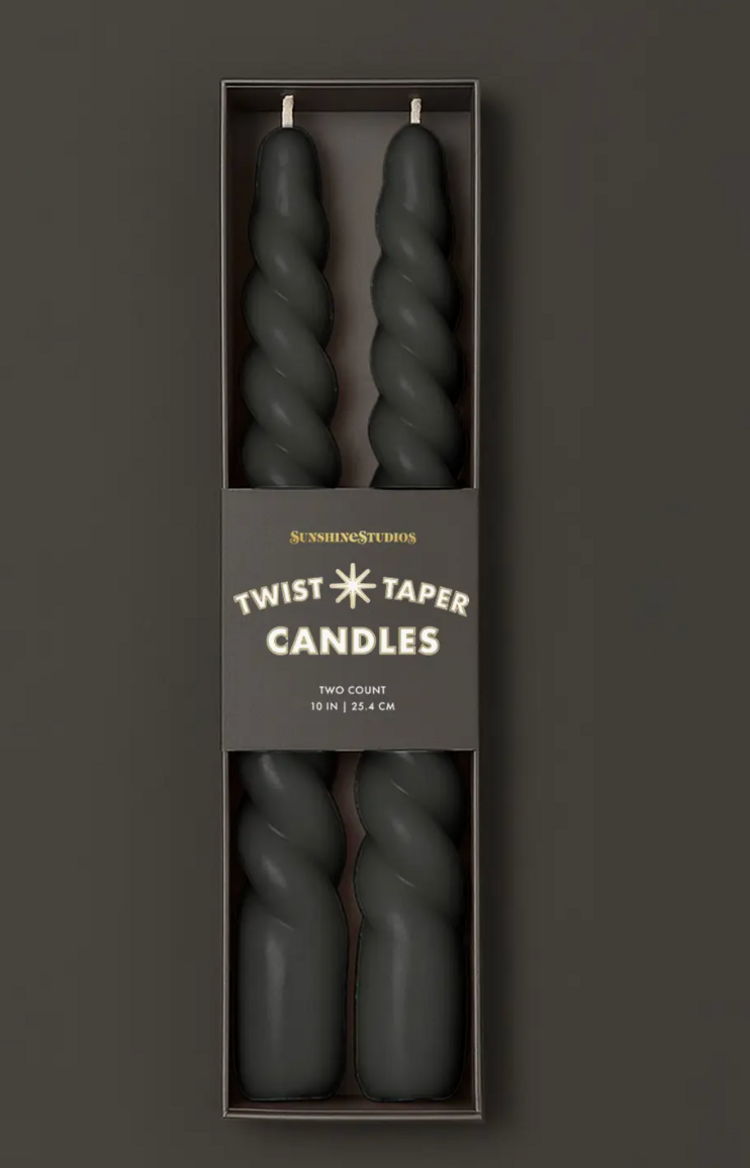 Sunshine Studios Twist Taper Candles | Black | Halloween