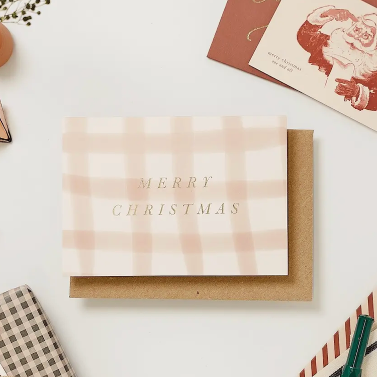 Katie Leamon Blush Check Xmas Christmas