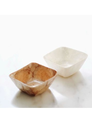 Dekorasyon Gifts Decor Capiz Square Mini Bowl, White