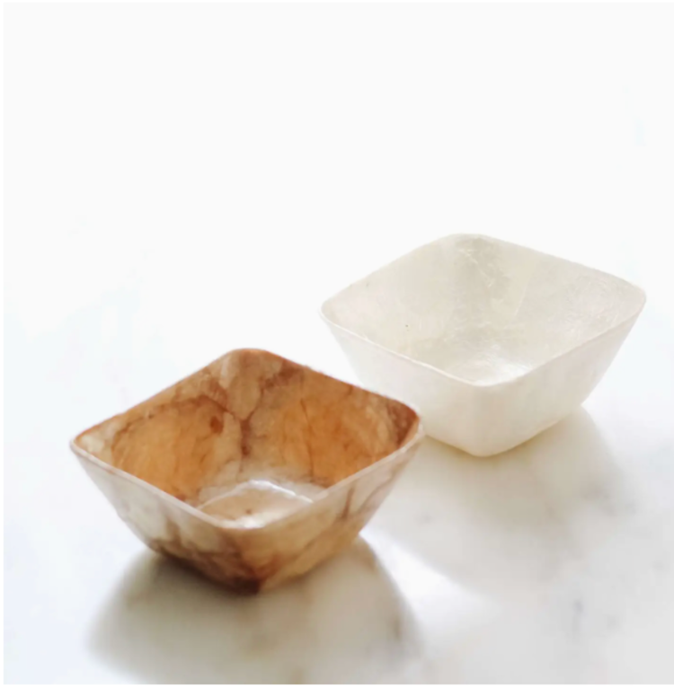 Dekorasyon Gifts Decor Capiz Square Mini Bowl, Gold