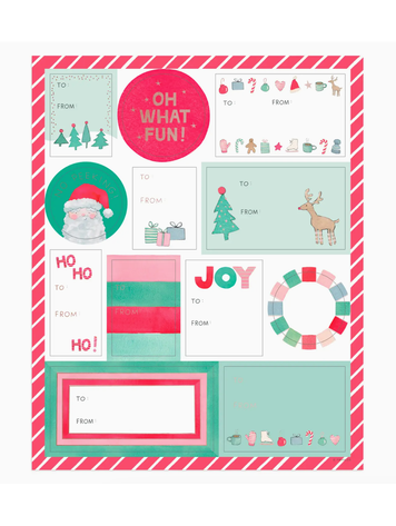 E. Frances Paper Studio Merry Motif Gift Labels Sticker Sheets