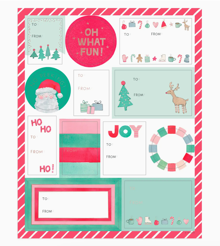 E. Frances Paper Studio Merry Motif Gift Labels Sticker Sheets
