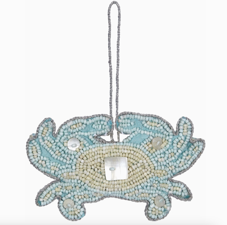 HS Seashells Sea Crab Blue Mop & Beaded Ornament