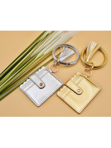 American Leather Goods Leather Keychain Wallet Silver