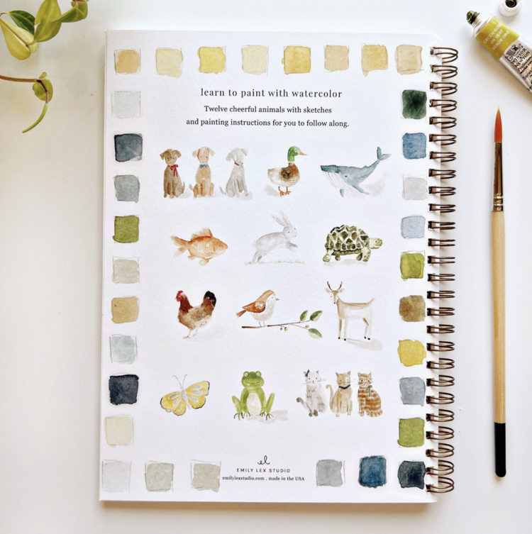 emily lex studio Animals Watercolor Workbook
