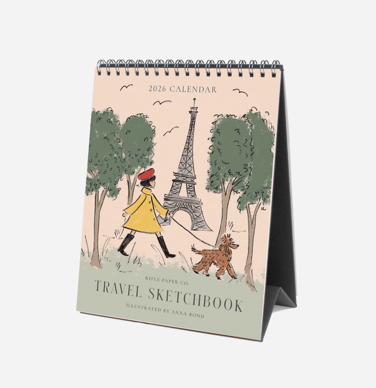 Rifle Paper Co. 2026 Travel Sketchbook Desk Calendar
