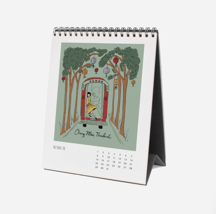 Rifle Paper Co. 2026 Travel Sketchbook Desk Calendar