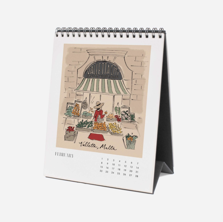 Rifle Paper Co. 2026 Travel Sketchbook Desk Calendar