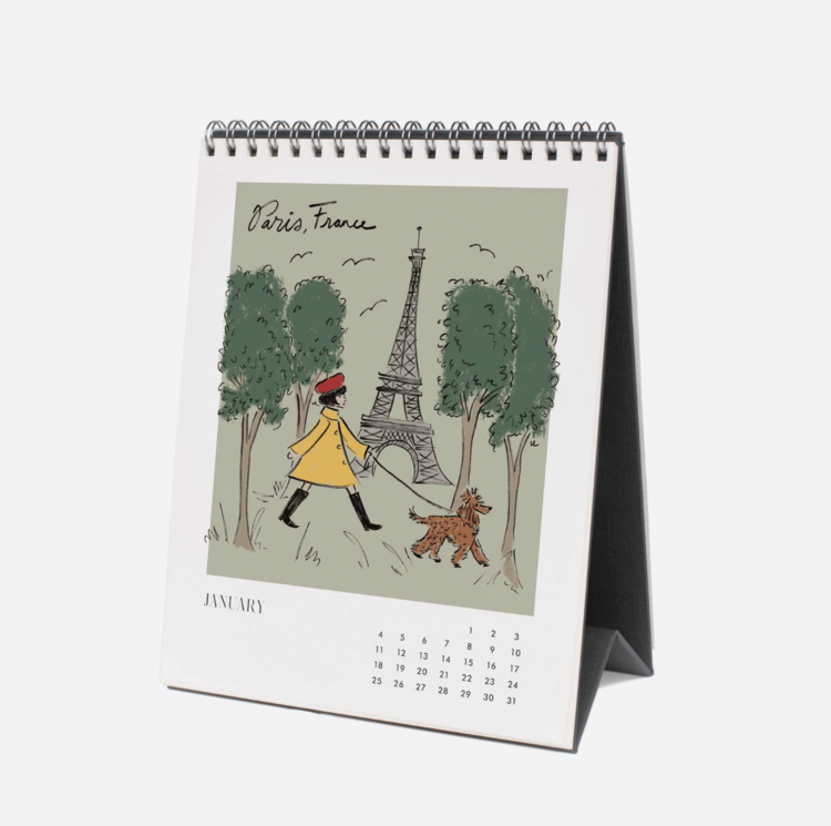 Rifle Paper Co. 2026 Travel Sketchbook Desk Calendar