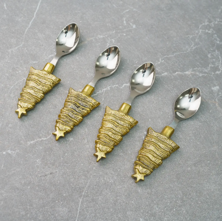 India Handicrafts Inc Gold Coffee Spoons, set of 4