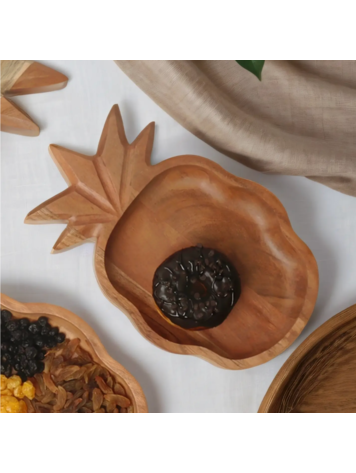 India Handicrafts Inc Pineapple Shaped Wood Bowl