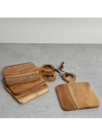 India Handicrafts Inc Acacia Wood Cheese Boards, S/4