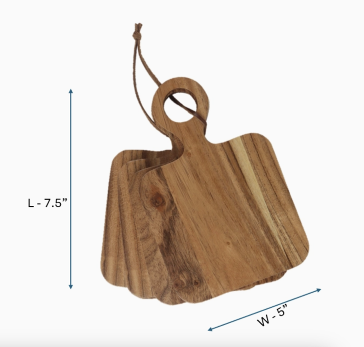 India Handicrafts Inc Acacia Wood Cheese Boards, S/4