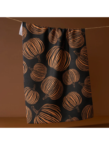 Geometry Pumpkin Noir Tea Towel